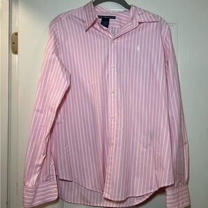 Vintage Ralph Lauren Golf Pink and White Striped Shirt